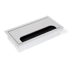 Emuca Range-Fil Et Cache-Fil|Range-Fil Et Cache-Fil-Passe-cables pour table Quadrum, rectangulaire, 159x80mm, à encastrer, Aluminium, anodisé mat