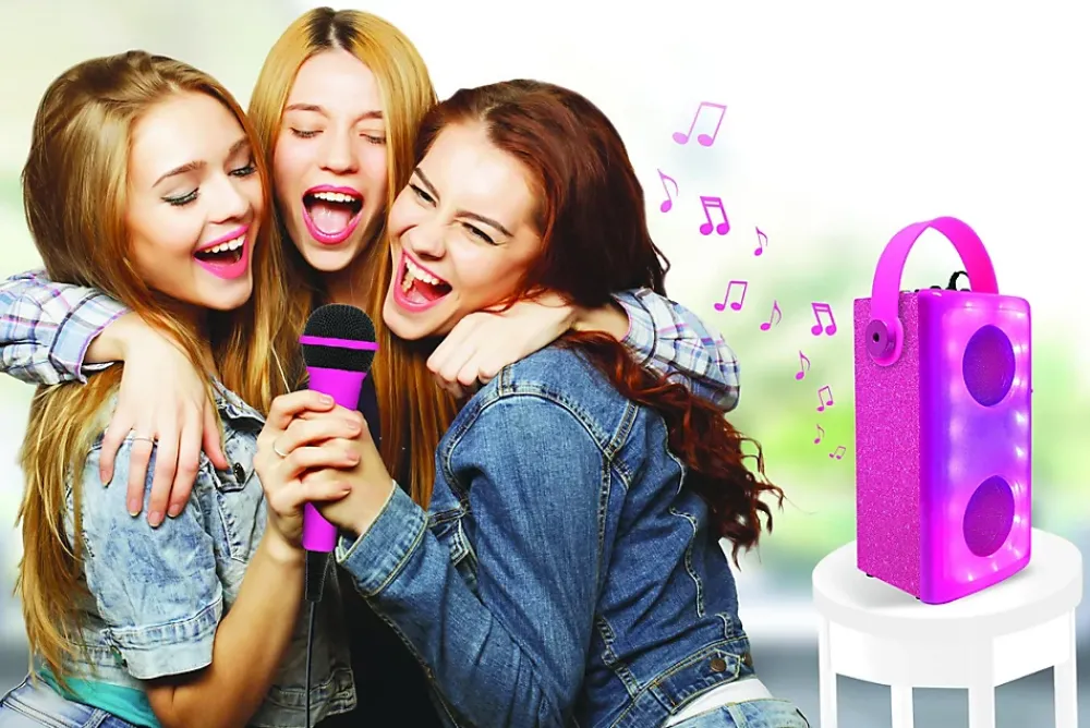 Lexibook Enceinte Bluetooth lumineuse Rose avec micro