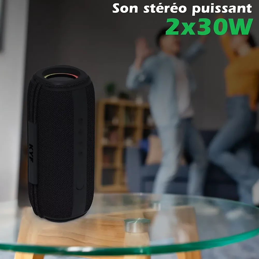 Kyf Enceinte, Écouteur Et Casque-Enceinte bluetooth 60W RVB rechargeable USB