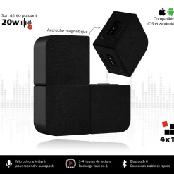 Kyf Enceinte, Écouteur Et Casque-Enceintes Bluetooth Modulables 4 en 1 20W RMS