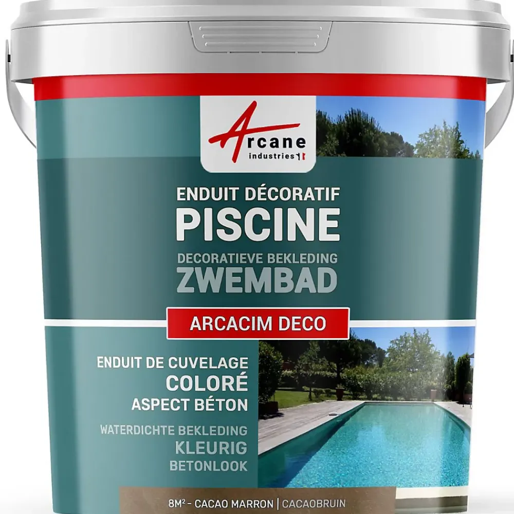 Arcane Industries Etanchéité Des Fondations-ENDUIT DE CUVELAGE PISCINE FINITION BETON CIRE - ARCACIM DECO Cacao Marron - 8 m² -