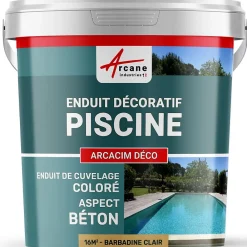 Arcane Industries Etanchéité Des Fondations-ENDUIT DE CUVELAGE PISCINE FINITION BETON CIRE - ARCACIM DECO Barbadine Clair - 16 m² -