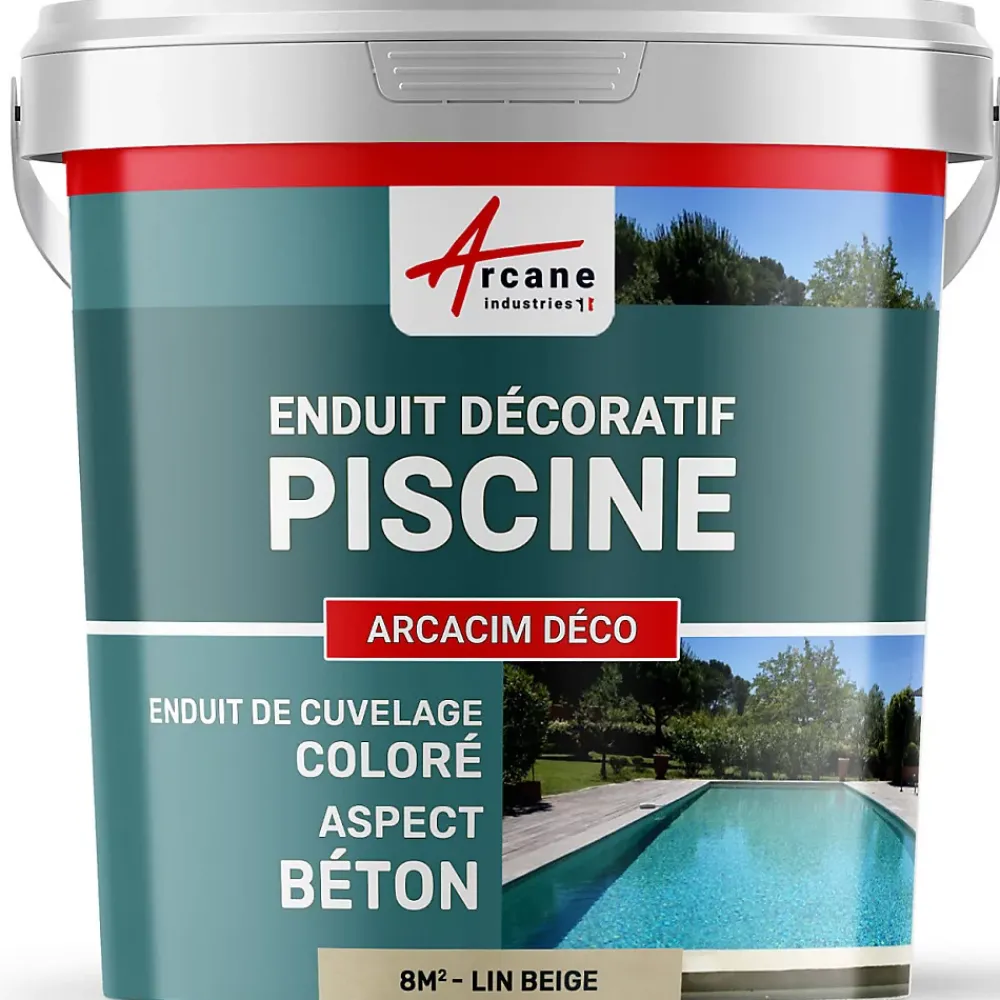 Arcane Industries ENDUIT DE CUVELAGE PISCINE FINITION BETON CIRE - ARCACIM DECO Lin Beige - 8 m² -