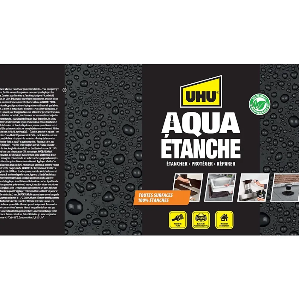 UHU Etanchéité Des Fondations|Etanchéité Du Mur Intérieur-Enduit d'étanchéité noir Aqua étanche, seau de 2,5L
