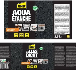 UHU Etanchéité Des Fondations|Etanchéité Du Mur Intérieur-Enduit d'étanchéité noir Aqua étanche, seau de 2,5L