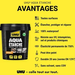 UHU Enduit d'étanchéité noir Aqua étanche pot de 750 ml