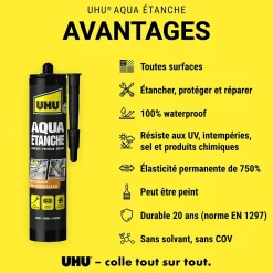 UHU Enduit d'étanchéité noir Aqua étanche cartouche de 310g
