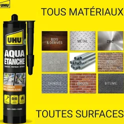 UHU Enduit d'étanchéité noir Aqua étanche cartouche de 310g