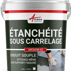 Arcane Industries Enduit d'étanchéité sous carrelage dalle/chape extérieure - ARCACIM S2 Blanc - 20 kg -