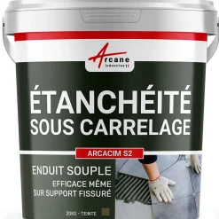 Arcane Industries Etanchéité Des Fondations-Enduit d'étanchéité sous carrelage dalle/chape extérieure - ARCACIM S2 Gris Marron Proche - RAL 7013 - 20 kg -