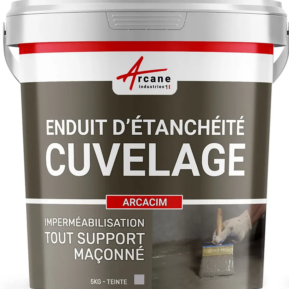 Arcane Industries Etanchéité Des Fondations-Enduit Hydrofuge pour support maçonné - ARCACIM Gris - 5 kg -