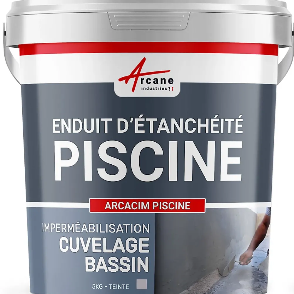 Arcane Industries Etanchéité Des Fondations-Enduit Piscine Hydrofuge - Etanchéité Piscine & Cuvelage : ARCACIM PISCINE Gris - 5 kg -
