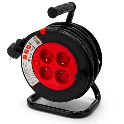 Velamp Enrouleur Électrique-Enrouleur bricolage, 4 prises, 15 mètres, 3G1.5mm2, NF