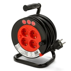 Velamp Enrouleur de câble DIY 4 prises Schuko standards, câble H05VV-F3G1.5MM2, 15M ,CE