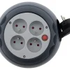Zenitech Enrouleur Électrique-Enrouleur domestique 3m 4 prises 2P+T - Gris -