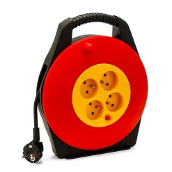 Velamp Enrouleur Électrique-Enrouleur électrique domestique 10m, H05VV-F3G1.0MM2, 4 prises françaises 2P+T 16A, NF, CE