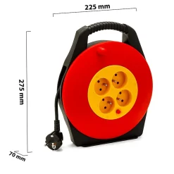 Velamp Enrouleur Électrique-Enrouleur électrique domestique 10m, H05VV-F3G1.0MM2, 4 prises françaises 2P+T 16A, NF, CE