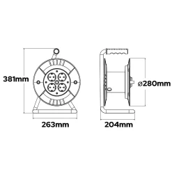 Horoz Electric Enrouleur Électrique-Enrouleur électrique 20 m, 4 prises, type E, 3x1,5 mm², IP44 - rallonge pour jardin et atelier HOROZ