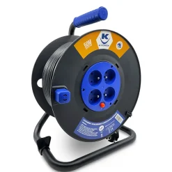 Keli France Enrouleur M 3G1.5 IP20 avec 4 Prises à Clapet, Robuste et Idéal pour Usage Intensif en Intérieur
