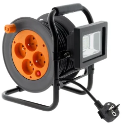Zenitech Enrouleur Électrique-Enrouleur 4 prises + projecteur LED 15m