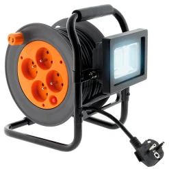 Zenitech Enrouleur Électrique-Enrouleur 4 prises + projecteur LED 15m