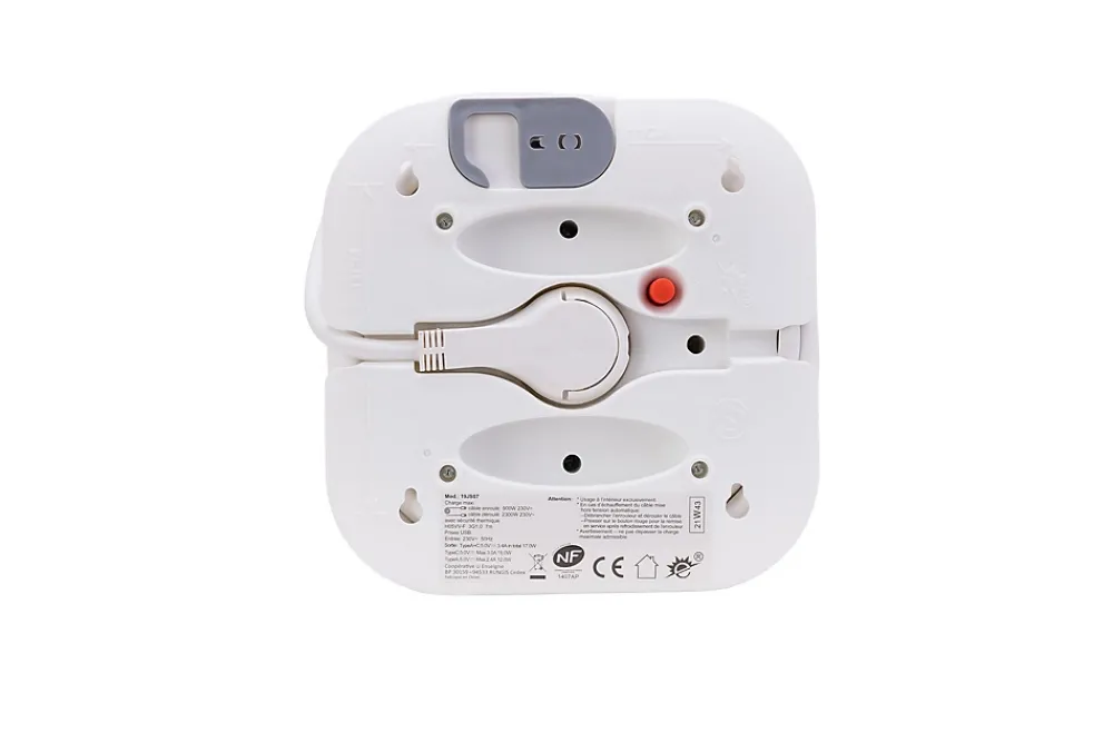 Zenitech Enrouleur 3 prises + 2 USB-A/C -