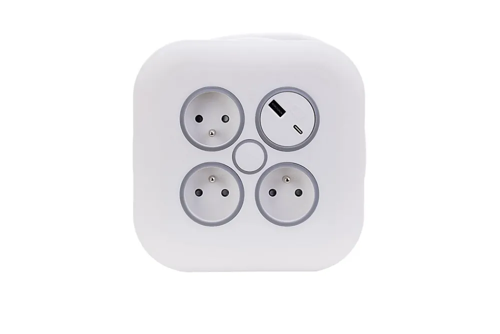 Zenitech Enrouleur 3 prises + 2 USB-A/C -