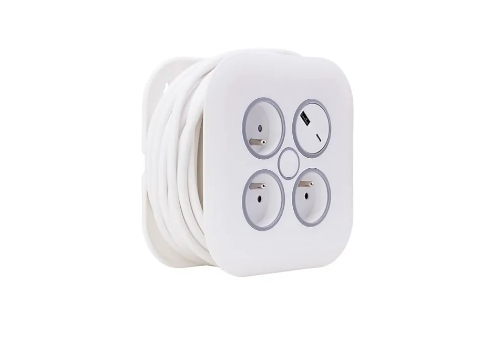 Zenitech Enrouleur 3 prises + 2 USB-A/C -
