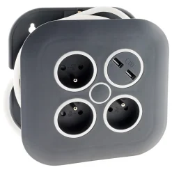 Zenitech Enrouleur Électrique-Enrouleur 3 x 2P+T + 2x USB - 7m - noir -