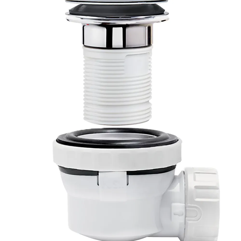 Wirquin Ensemble bonde et siphon de lavabo Quick-Clac Nano 6.7 Sortie Ø32 mm - 1/4 de tour