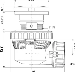 Wirquin Ensemble bonde et siphon de lavabo Nano 6.7 Sortie Ø32 mm - 1/4 de tour