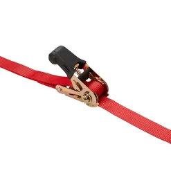 Diall Sangle-Ensemble de 4 sangles à cliquet + crochets capacité 130 kg coloris rouge L.300 x l.2,5 cm