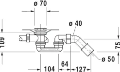 Duravit Evacuation De Baignoire-Ensemble de vidage siphon + trop-plein, Chrome, réglable - 8x40-88cmx18-50cm
