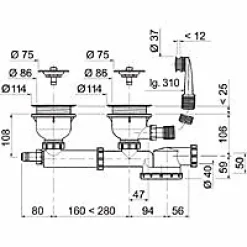 Wirquin Ensemble vidage 2 cuves ø 90 extra-plat Espace