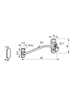 Thirard Entrebailleur à clé pour fenêtre, câble acier, 180mm, laqué blanc, 1 clé -