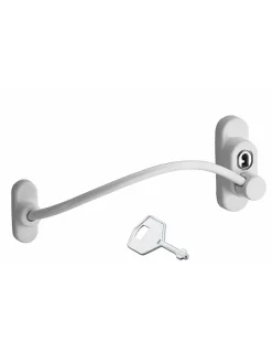 Thirard Entrebailleur à clé pour fenêtre, câble acier, 180mm, laqué blanc, 1 clé -
