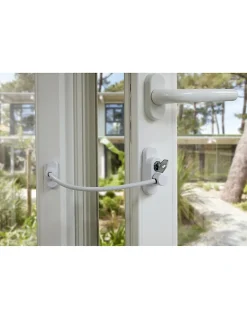Thirard Entrebailleur à clé pour fenêtre, câble acier, 180mm, laqué blanc, 1 clé -
