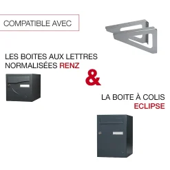 Renz Support De Boîte Aux Lettres-Equerres murales Argent RAL 9006M