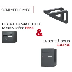 Renz Support De Boîte Aux Lettres-Equerres murales Gris anthracite mat RAL 7016 M