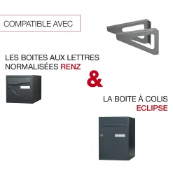 Renz Support De Boîte Aux Lettres-Equerres murales gris clair RAL 7037M