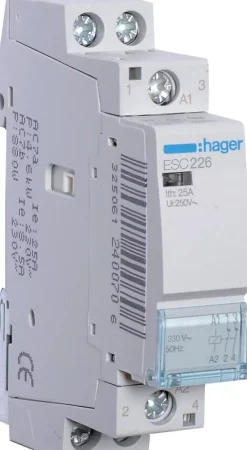 Hager Esc426 Contacteur Modulaire De Puissance 4nf - 25a - Bobine 230 Vac - Bornes à Vis - 2 Modules