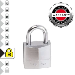 Master Lock 629EURQ Pack de 4 Cadenas Marins avec Clés, Gris, 3,4 x 2 x 1 cm