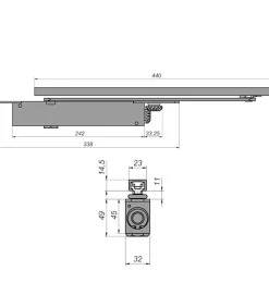 Autres Ferme porte hydraulique encastré et Reversible DOM Insert 7500 bras glissière EN2 à EN4 80kg