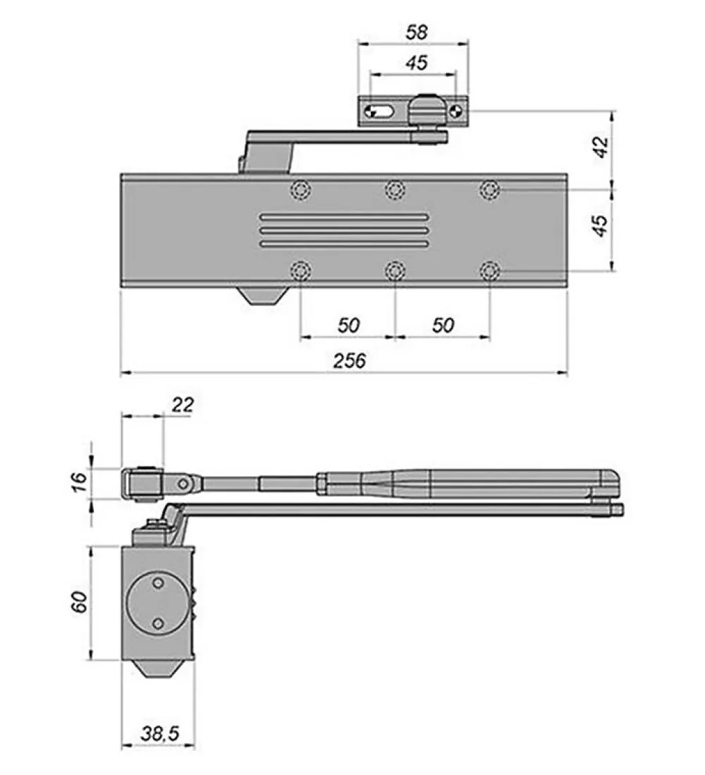 Autres Ferme-Porte-Ferme porte hydraulique réversible à glissière DOM Unik 4500 argent 120 Kg force 2 à 6