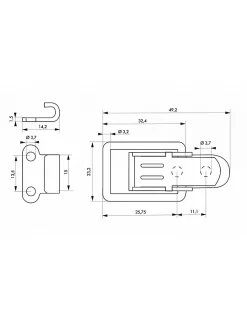 Thirard Serrure De Meuble|Serrure De Meuble-Fermeture à levier avec crochet, acier, H.36mm, zingué -