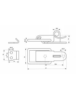 Thirard Fermeture à levier avec crochet cadenassable, acier, H.54mm, zingué -