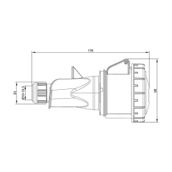 Ide Fiche Femelle Triphasé 32a 3p+t 380v - 4 Broches - étanche Ip67 -