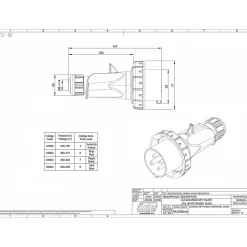 Ide Fiche Mobile Male Triphasé 16a 3p+t 380v - 4 Broches - étanche Ip67 -