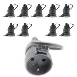 Zenitech Fiche Électrique-10 fiches femelles clapet 16A 2P+T gris