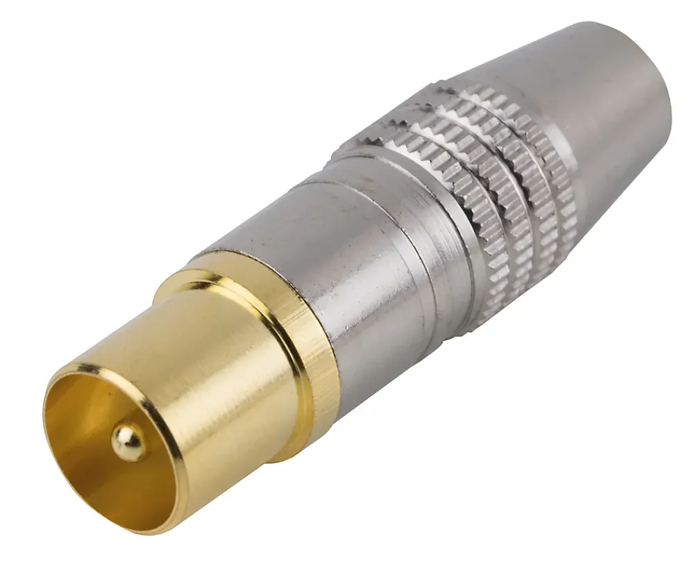 SLX Câble Et Connectique Tv-Fiche TV Mâle ø9.52 mm coudé à câbler, Or